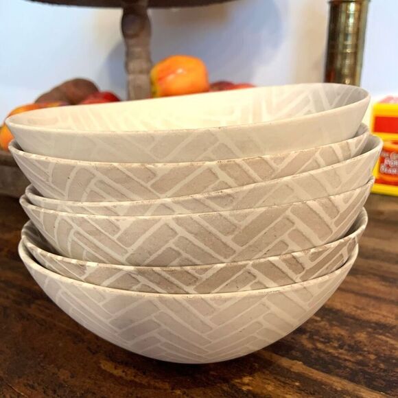 OKA 6 Handmade Porcelain Cereal / Soup Bowls - Picture 7 of 10